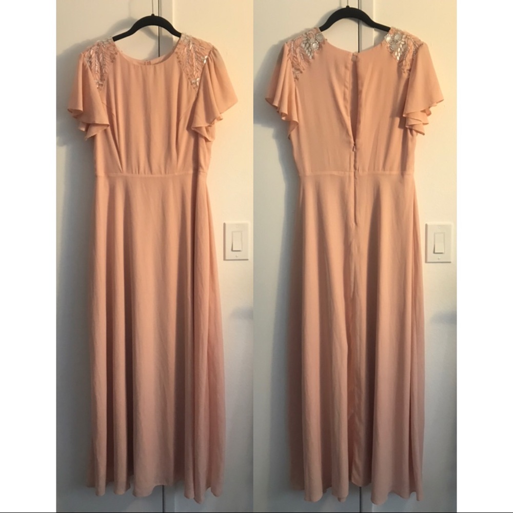 Glam Modest Floor-Length Gown - bridesmaid, prom
